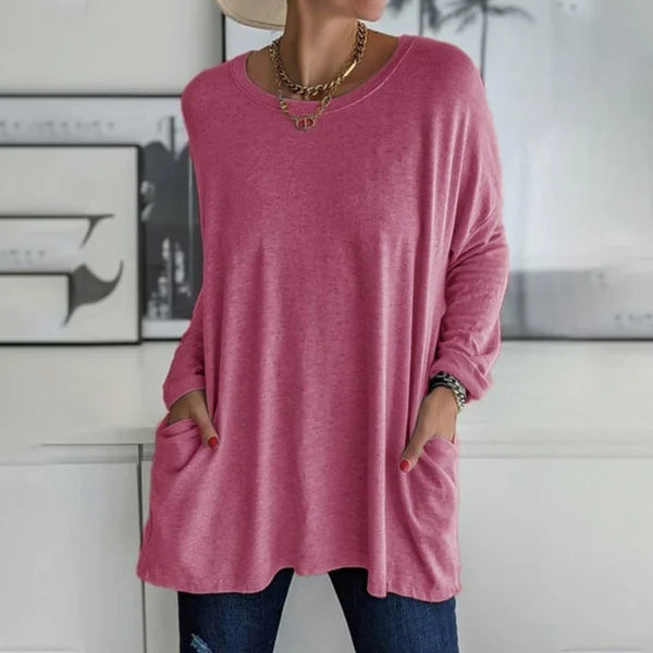 👚50% Rabatt ✨Neues langärmeliges Baumwoll-T-Shirt mit lässiger Tasche