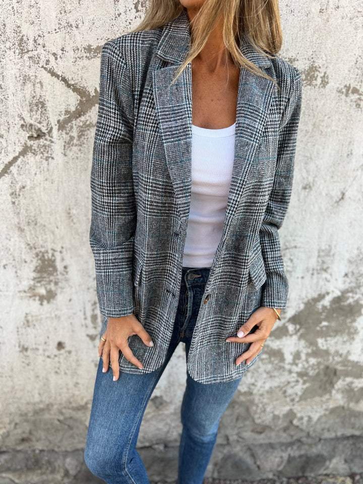 ⏰58% Rabatt🥰Saisonangebot zum Super-Sonderpreis🥰Lässiger karierter Blazer mit Revers