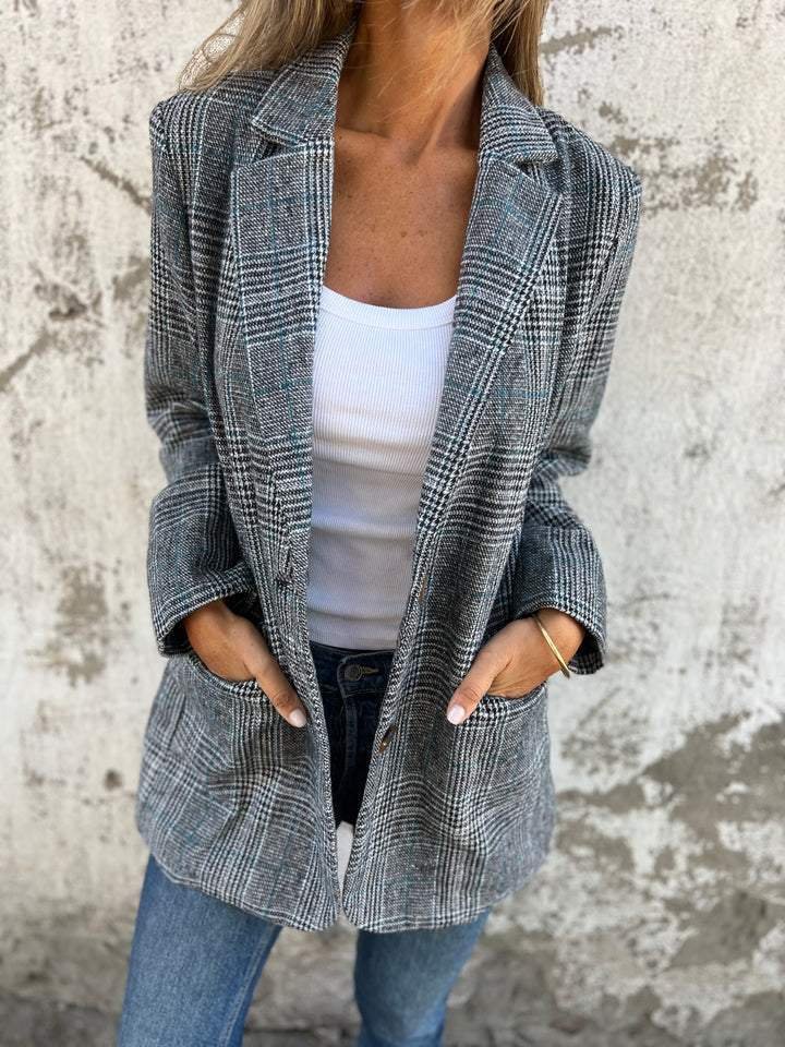 ⏰58% Rabatt🥰Saisonangebot zum Super-Sonderpreis🥰Lässiger karierter Blazer mit Revers