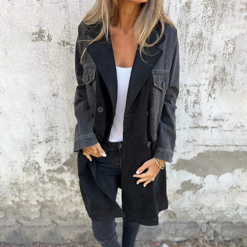 đ„° zeitlich begrenztes preisliches Angebot đ„°Mittellanger Trenchcoat mit Denim-Jeans-NĂ€hten