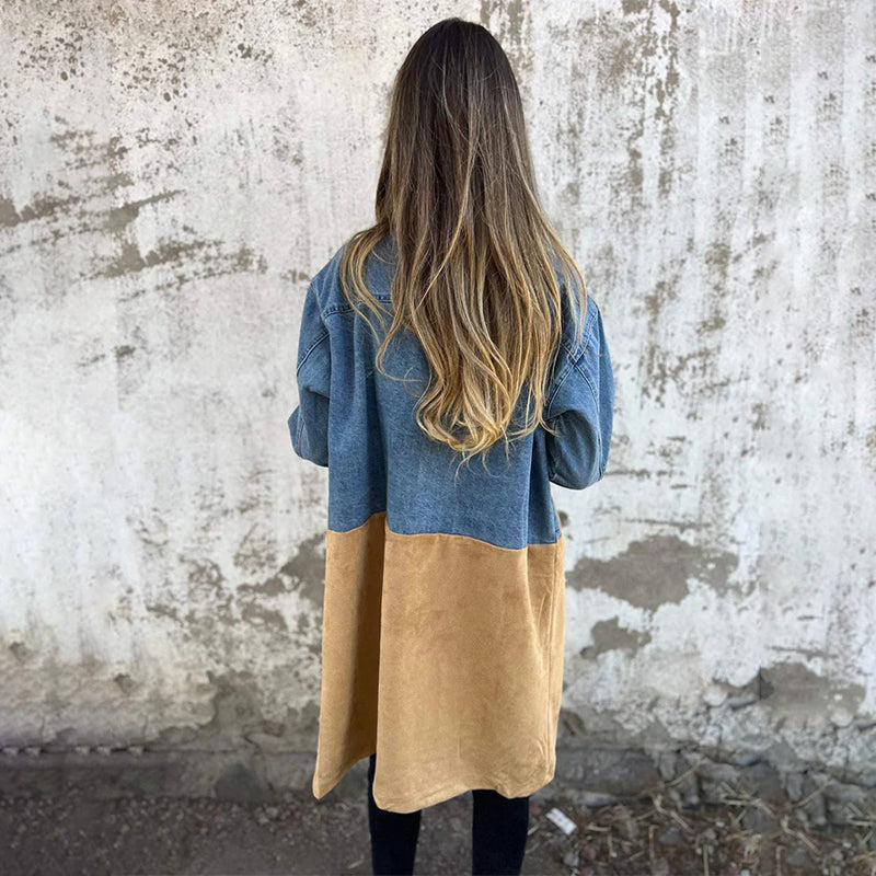 đ„° zeitlich begrenztes preisliches Angebot đ„°Mittellanger Trenchcoat mit Denim-Jeans-NĂ€hten