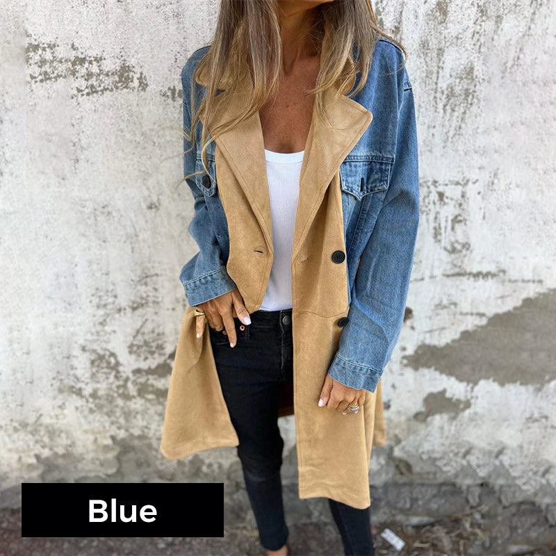 đ„° zeitlich begrenztes preisliches Angebot đ„°Mittellanger Trenchcoat mit Denim-Jeans-NĂ€hten