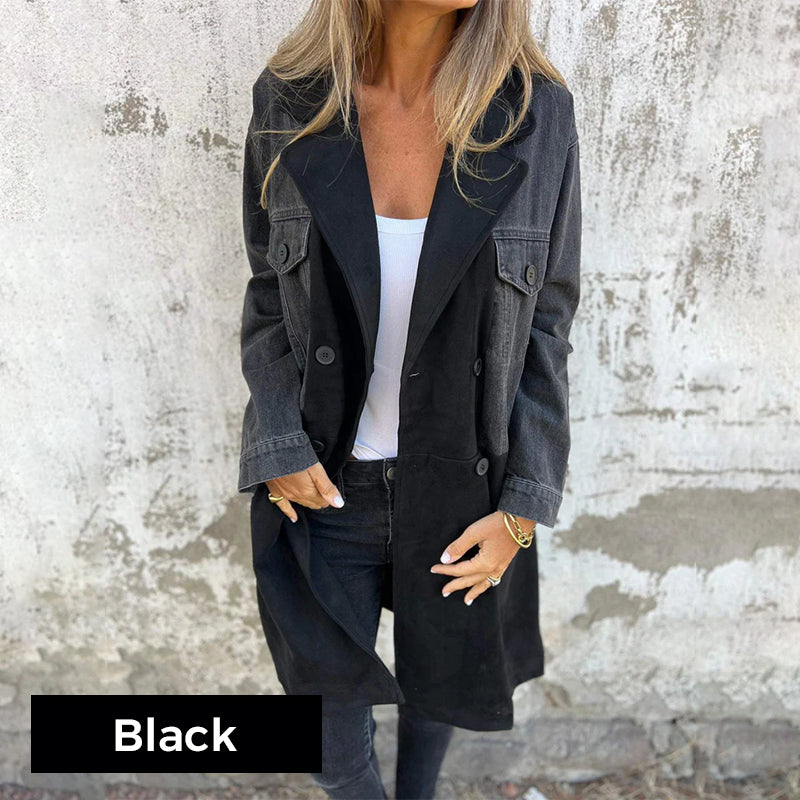 đ„° zeitlich begrenztes preisliches Angebot đ„°Mittellanger Trenchcoat mit Denim-Jeans-NĂ€hten