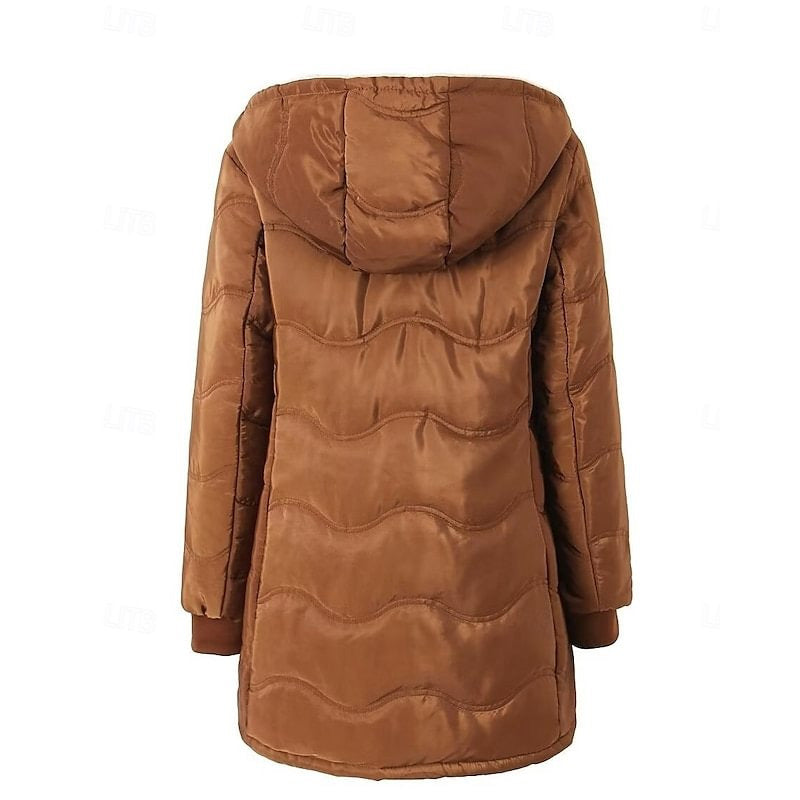 Warme Jacke mit Kapuze und Reißverschluss für Frauen