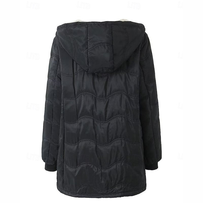 Warme Jacke mit Kapuze und Reißverschluss für Frauen