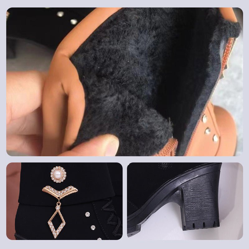 đ„Solange der Vorrat reicht 40 % Rabatt!đDamen Stiefeletten mit dickem Absatz und Strass-Dekor