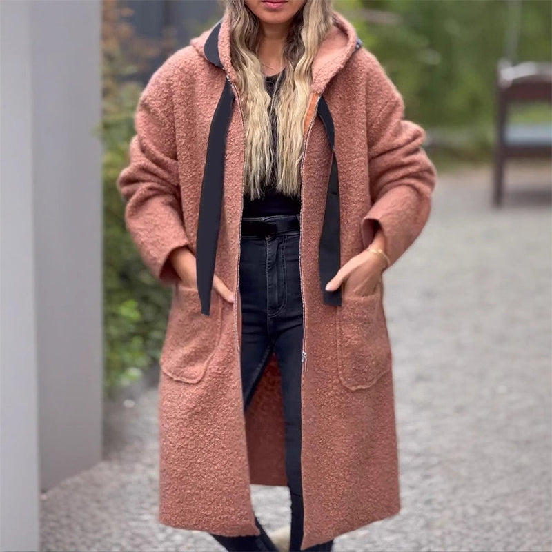 Trendiger Damenmantel mit Reißverschluss, Kapuze und Taschen✈️Kostenloser Versand bei 2 Einkäufen