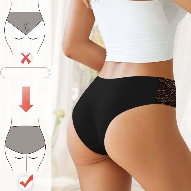 Atmungsaktiver Slip für Damen mit Buchstabenmuster und Spitzenbesatz