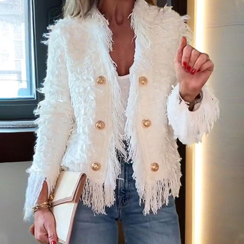 💗LETZTER TAG AKTION - 50% RABATT💗Herbstliche Eleganz: Damen Kurzjacke mit Quasten und Zierknöpfen für alle Anlässe 🍂