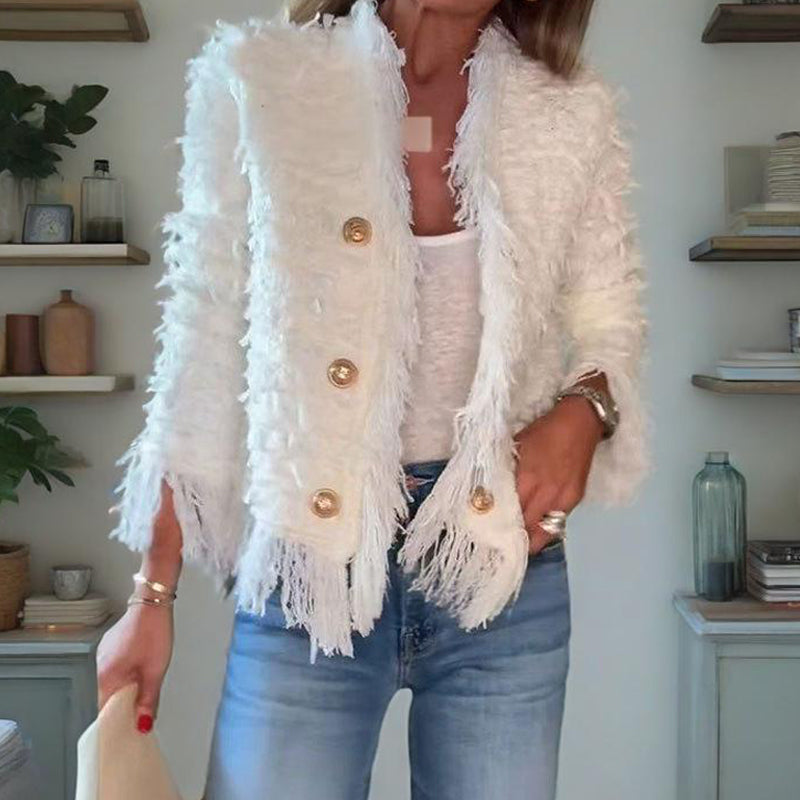 💗LETZTER TAG AKTION - 50% RABATT💗Herbstliche Eleganz: Damen Kurzjacke mit Quasten und Zierknöpfen für alle Anlässe 🍂