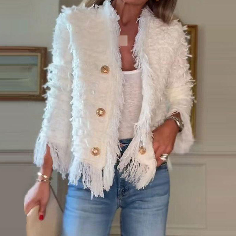 💗LETZTER TAG AKTION - 50% RABATT💗Herbstliche Eleganz: Damen Kurzjacke mit Quasten und Zierknöpfen für alle Anlässe 🍂