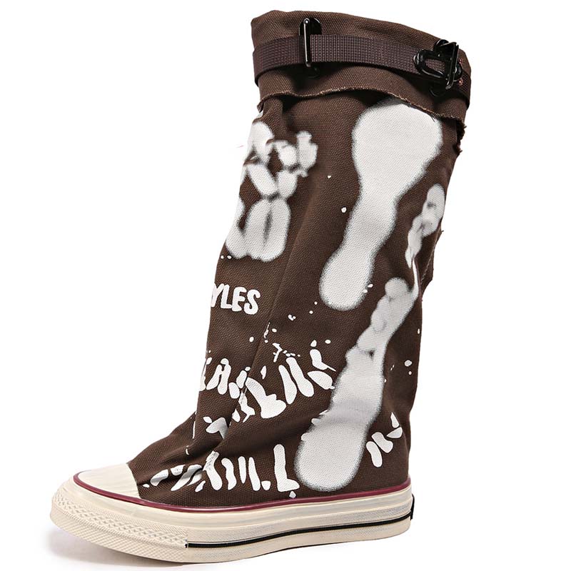 💗LETZTER TAG AKTION - 50% RABATT💗Flache Retro-Stiefel aus Canvas mit mittlerem Schaft für Damen