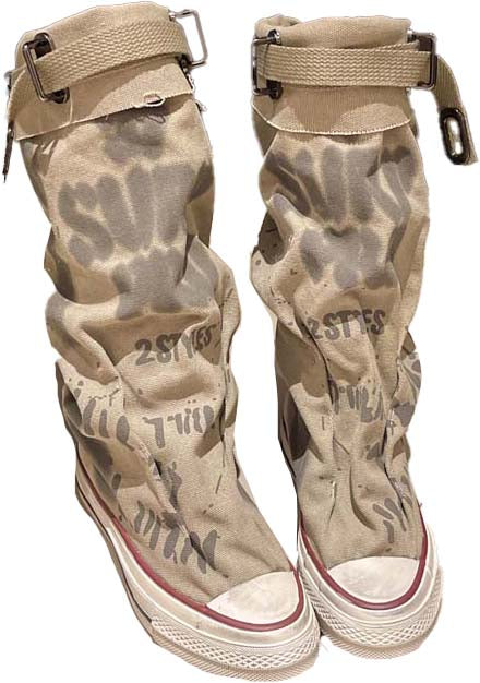 💗LETZTER TAG AKTION - 50% RABATT💗Flache Retro-Stiefel aus Canvas mit mittlerem Schaft für Damen