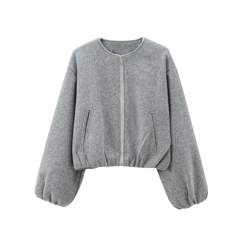 Lässige, kurze Damenjacke mit Reißverschluss