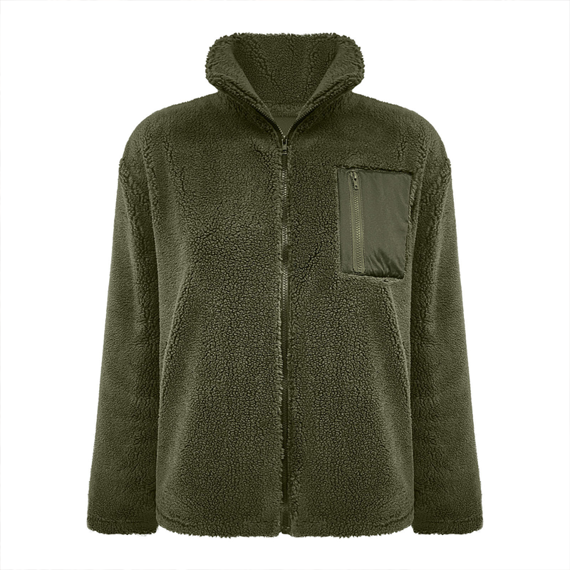 Damen warme Jacke mit Reißverschluss und Brusttasche
