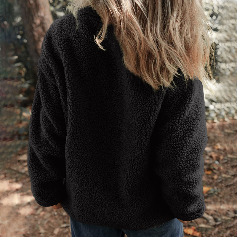 Damen warme Jacke mit Reißverschluss und Brusttasche