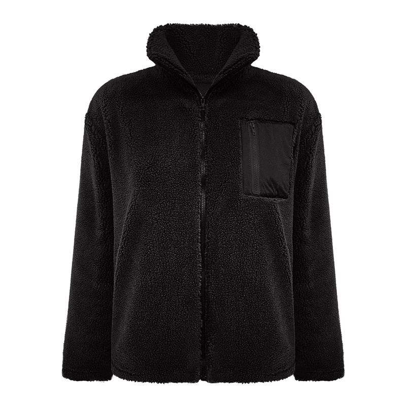 Damen warme Jacke mit Reißverschluss und Brusttasche