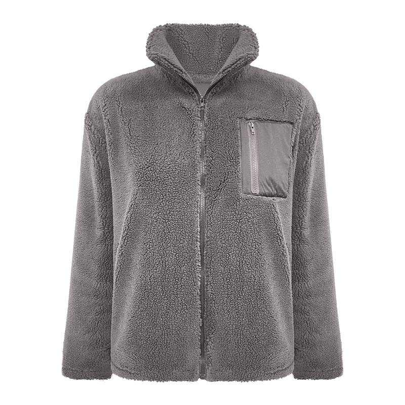Damen warme Jacke mit Reißverschluss und Brusttasche