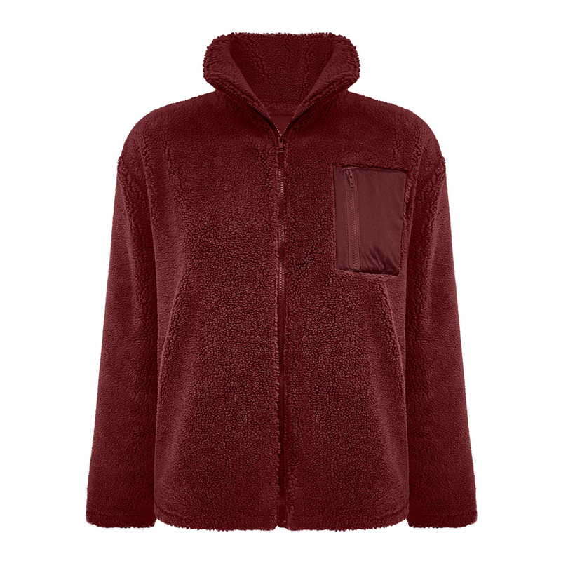Damen warme Jacke mit Reißverschluss und Brusttasche