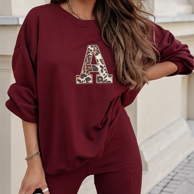 đ„Solange der Vorrat reicht 50% Rabatt!đ Damen Freizeit-Zweiteiler: Sweatshirt mit Buchstaben-Print & Hose