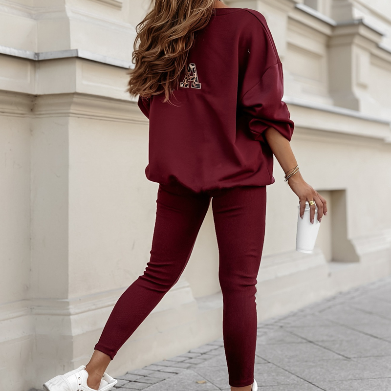 đ„Solange der Vorrat reicht 50% Rabatt!đ Damen Freizeit-Zweiteiler: Sweatshirt mit Buchstaben-Print & Hose