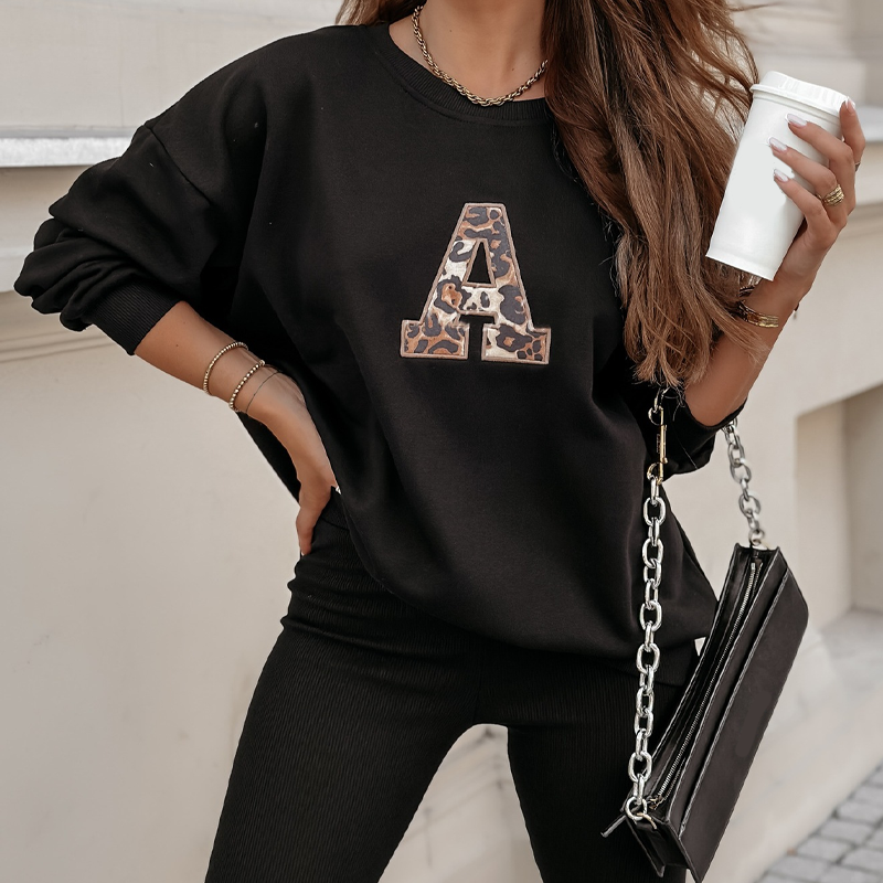 đ„Solange der Vorrat reicht 50% Rabatt!đ Damen Freizeit-Zweiteiler: Sweatshirt mit Buchstaben-Print & Hose
