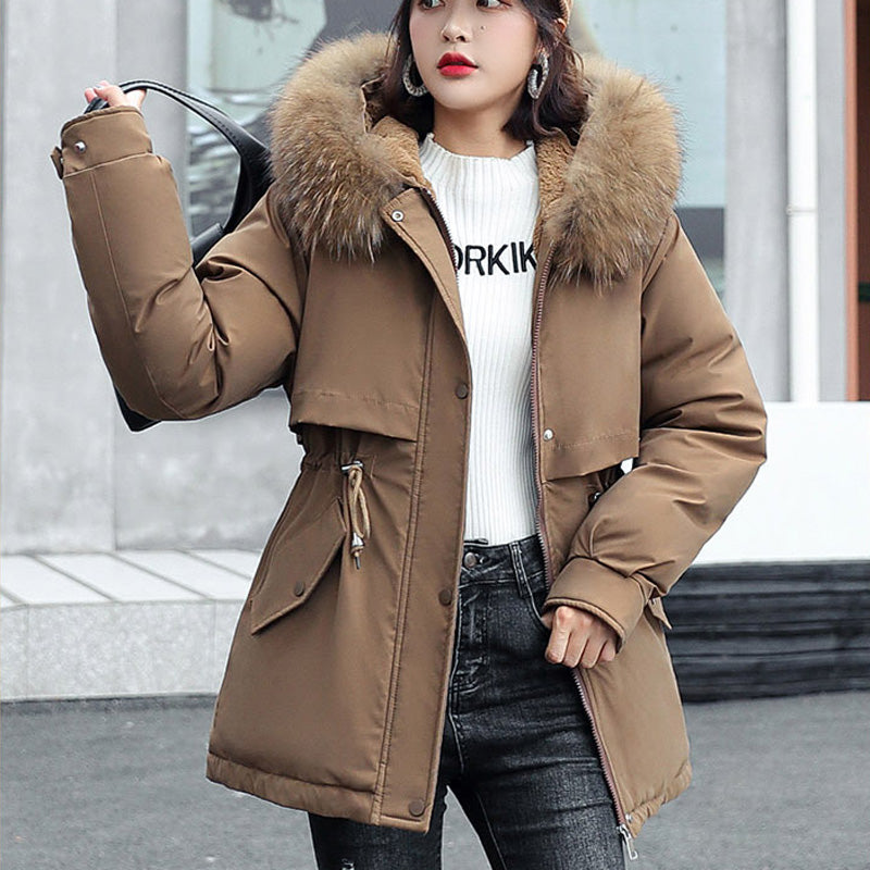 Bestes Geschenk - Damen-Wintermantel mit lockerer Kapuze und dickem synthetischem Fleece