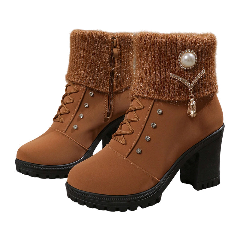 đ˘50% RABATT!!!â°Warm gefĂźtterte Damenstiefeletten mit Blockabsatz
