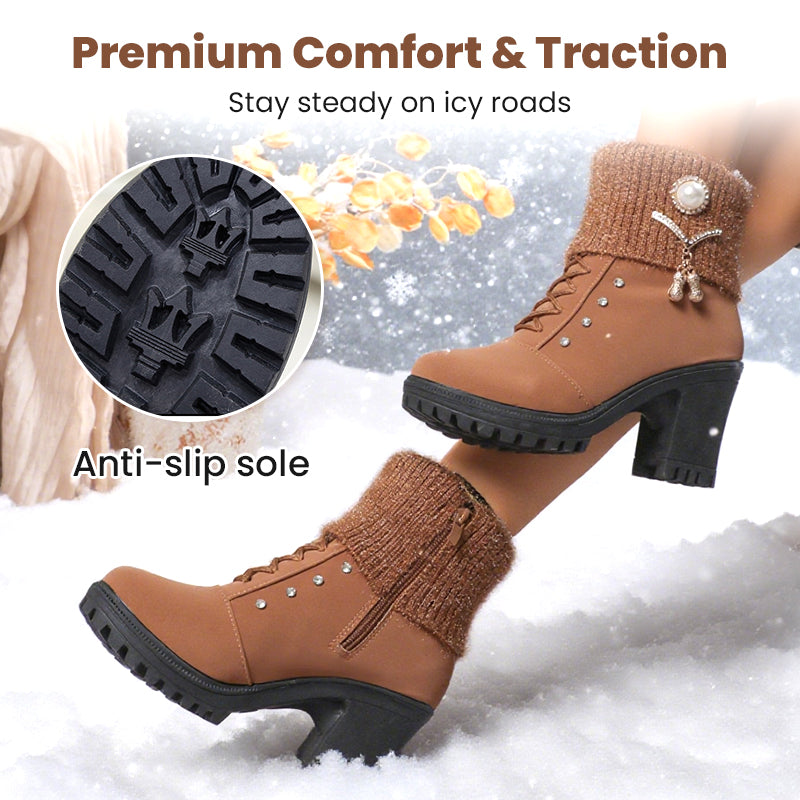 đ˘50% RABATT!!!â°Warm gefĂźtterte Damenstiefeletten mit Blockabsatz