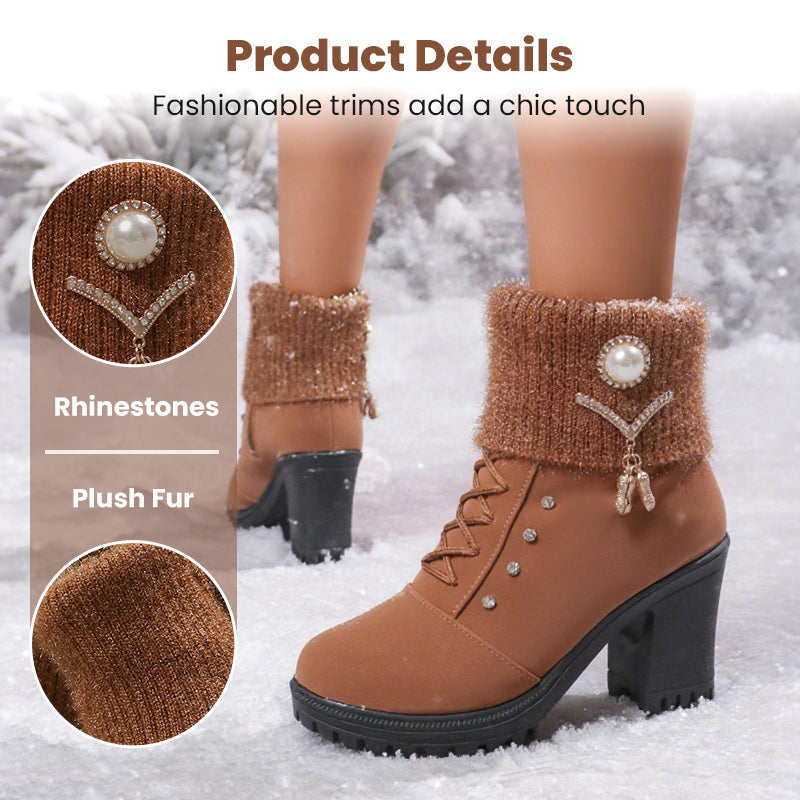 đ˘50% RABATT!!!â°Warm gefĂźtterte Damenstiefeletten mit Blockabsatz