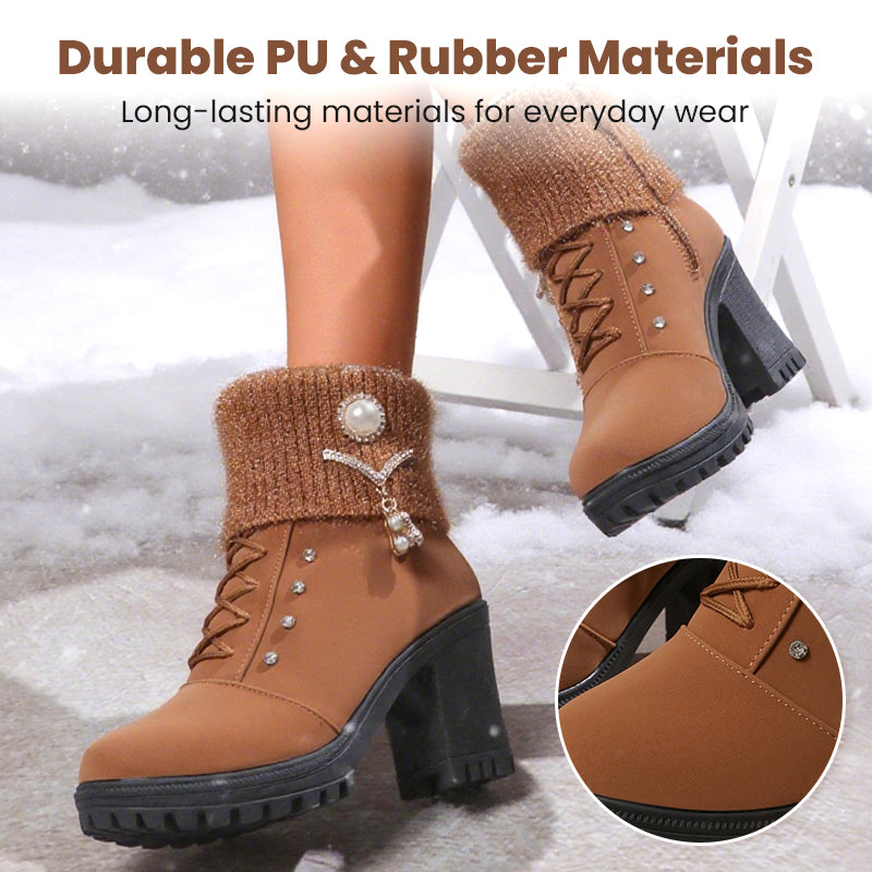 đ˘50% RABATT!!!â°Warm gefĂźtterte Damenstiefeletten mit Blockabsatz