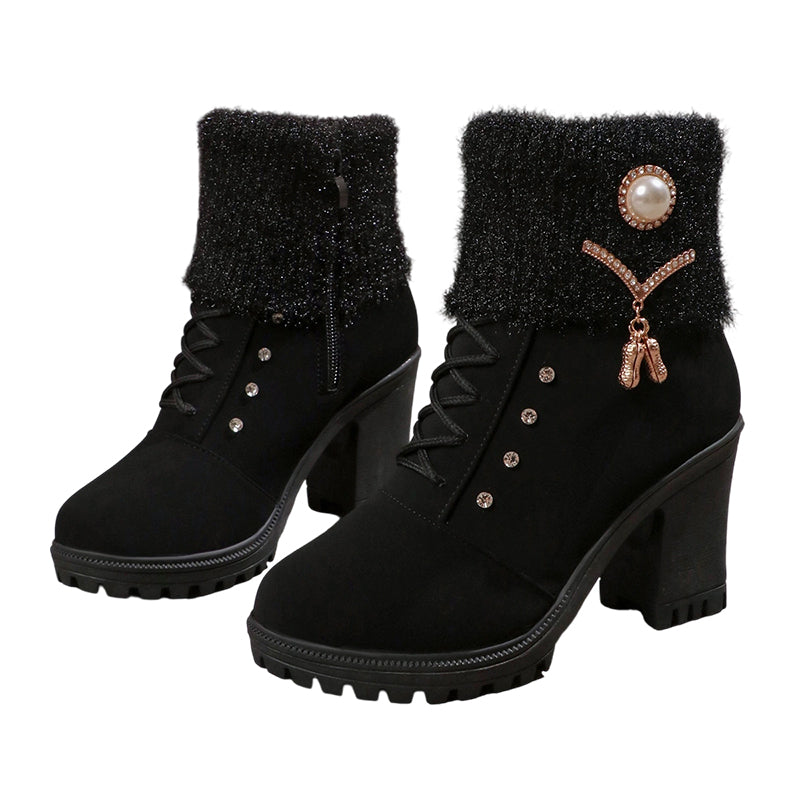 đ˘50% RABATT!!!â°Warm gefĂźtterte Damenstiefeletten mit Blockabsatz