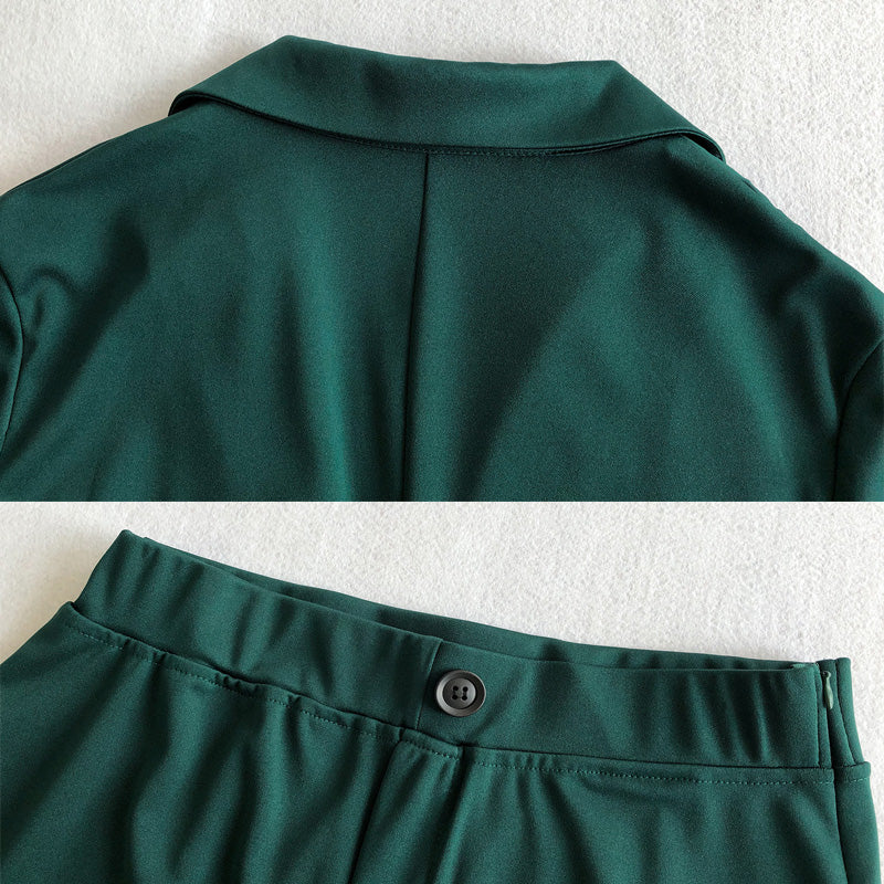 💖Damen Business Solid Blazer & Hose 2-teiliges Set