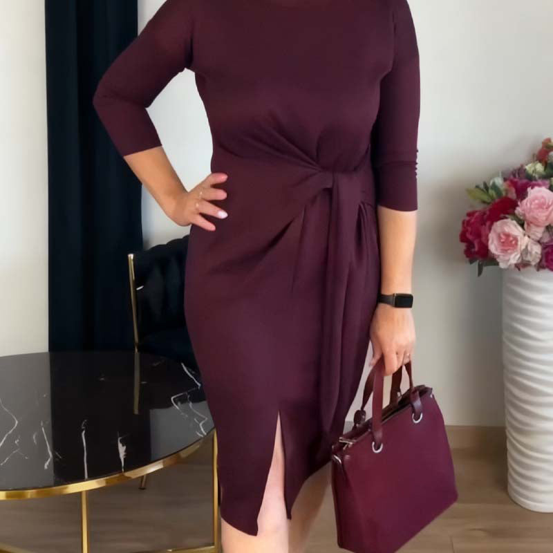Elegantes Midikleid für Damen mit Knotendetail und Schlitz