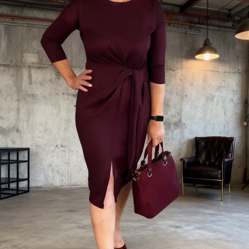 Elegantes Midikleid für Damen mit Knotendetail und Schlitz