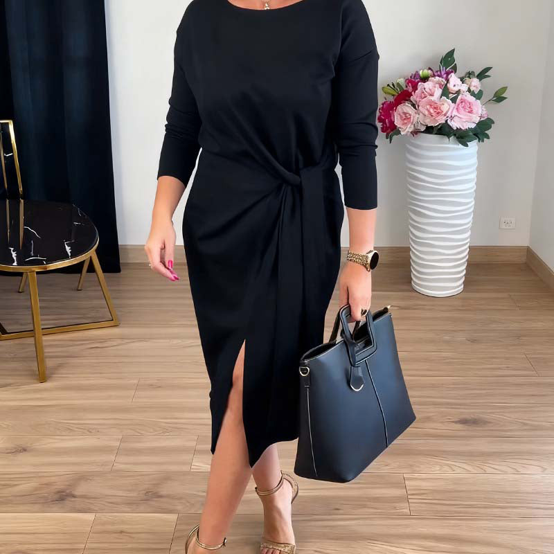Elegantes Midikleid für Damen mit Knotendetail und Schlitz