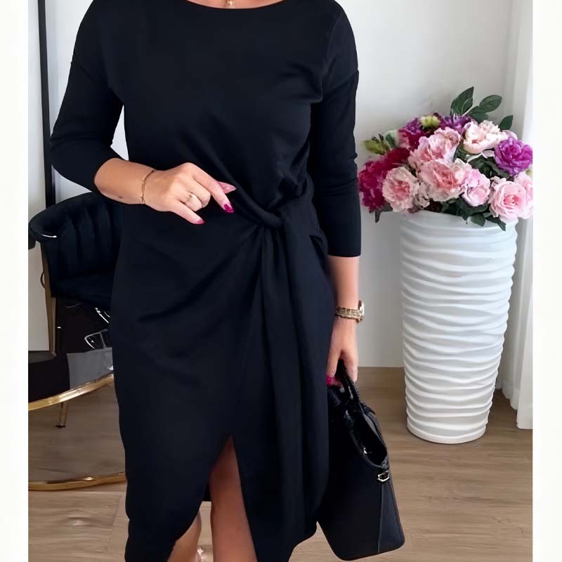 Elegantes Midikleid für Damen mit Knotendetail und Schlitz