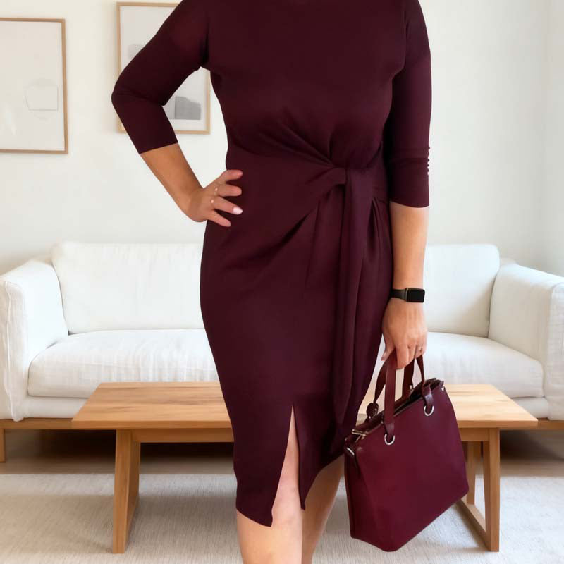 Elegantes Midikleid für Damen mit Knotendetail und Schlitz