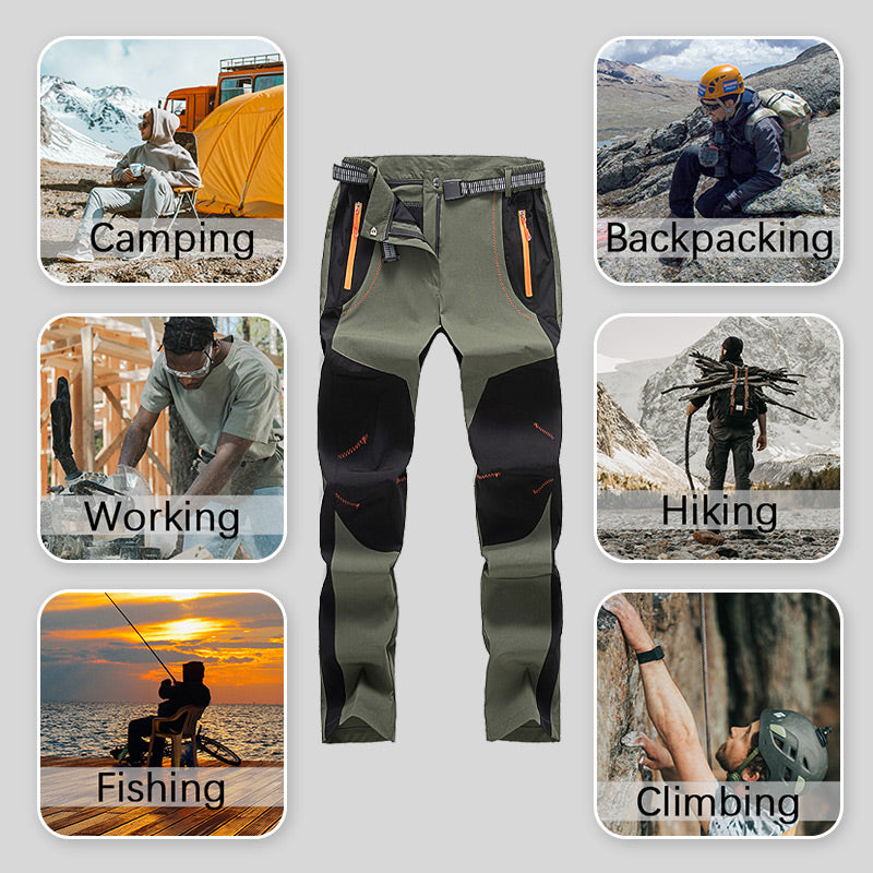 Winddichte, wasserdichte, warme Wanderhose mit elastischem Bund