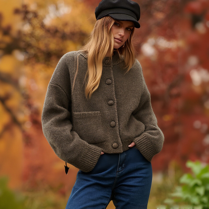 Damen-Strickjacke mit Knöpfen