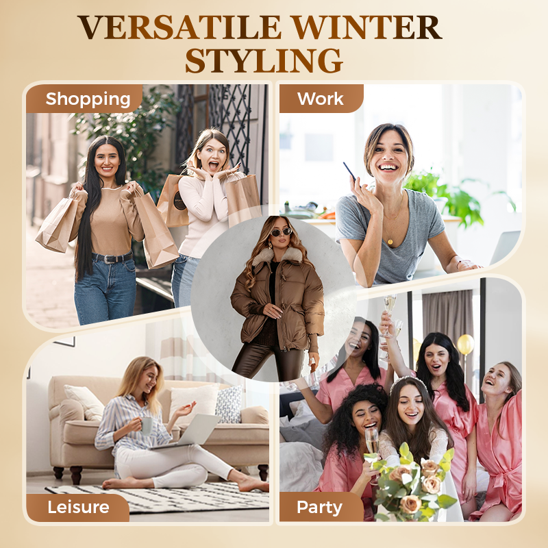 💖 💖Zeitlich begrenztes Angebot – 50 % Rabatt💥💥Damen Modischer Kurzer Daunenjacke Mit Flauschigem Kragen