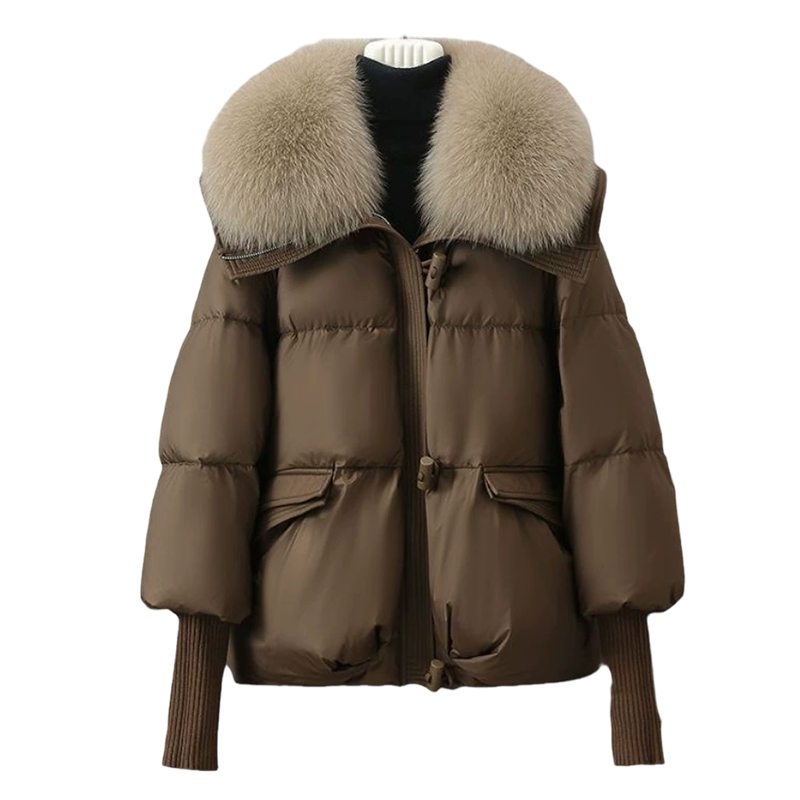 💖 💖Zeitlich begrenztes Angebot – 50 % Rabatt💥💥Damen Modischer Kurzer Daunenjacke Mit Flauschigem Kragen