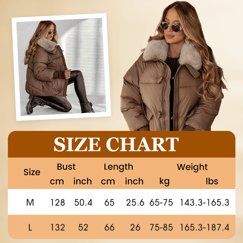 💖 💖Zeitlich begrenztes Angebot – 50 % Rabatt💥💥Damen Modischer Kurzer Daunenjacke Mit Flauschigem Kragen