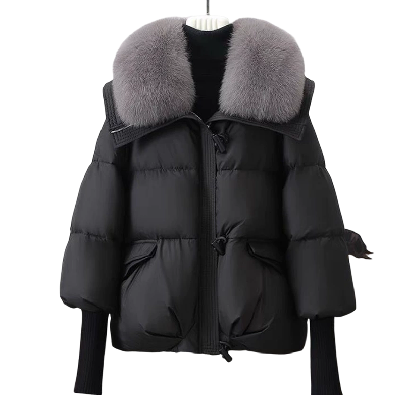 💖 💖Zeitlich begrenztes Angebot – 50 % Rabatt💥💥Damen Modischer Kurzer Daunenjacke Mit Flauschigem Kragen