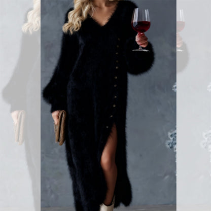 ✨ Elegantes, hochwertiges Plüschkleid für Damen mit Seitenschlitz ✨