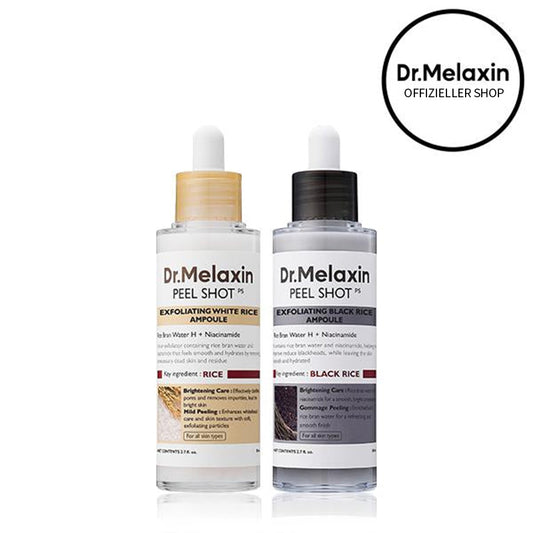 [Dr. Melaxin Official] Peel Shot Glow-Reis-Ampullen-Duo – Seren zum Aufhellen, Peelen und Befeuchten – Für alle Hauttypen geeignet