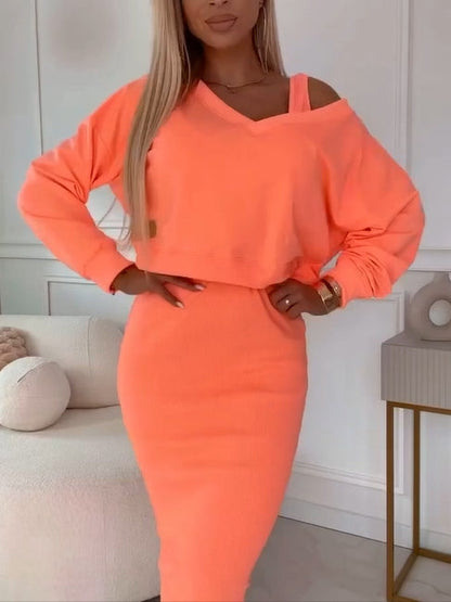 🌸HEISSER VERKAUF 50% RABATT🌸Zweiteiliges Damen-Set aus ärmellosem Kleid und lockerem Pullover mit V-Ausschnitt