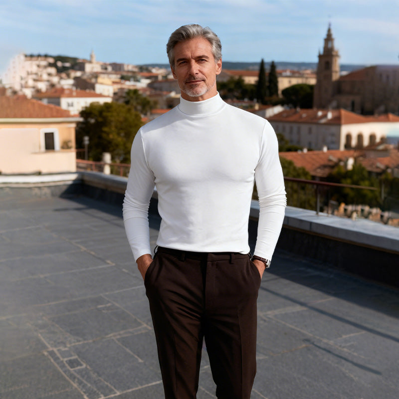 Slim Fit Langarm-T-Shirt für Herren mit Stehkragen