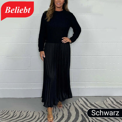 🍂50 % Rabatt-Aktion🍂Stilvolles und elegantes Kleid mit Rundhalsausschnitt und Falten für Damen