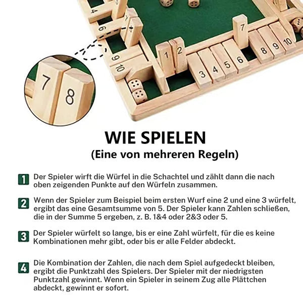 🎲🎲 SHUT THE BOX – Holzwürfel-Brettspiel